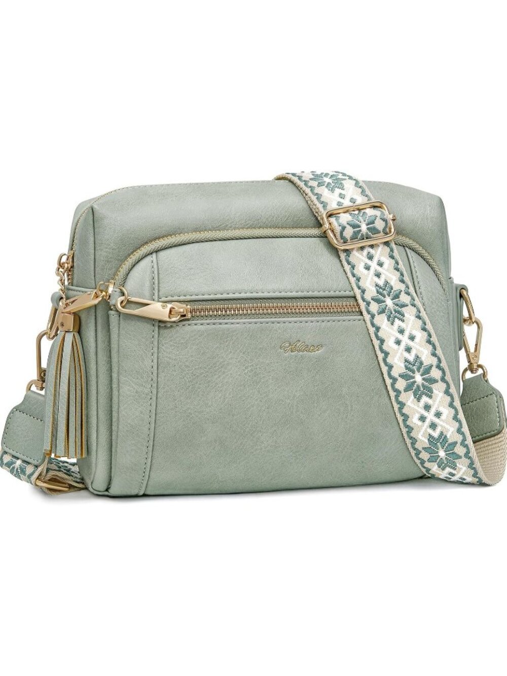 Women's Pale Green Vegan Leather Purses Stylish Designer Pockets Crossbody Bags
